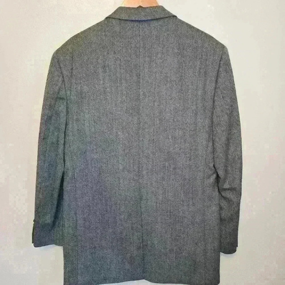 100% Lambswool Joseph & Feiss Men's Blazer Sports Coat 44R Gray Herringbone - Picture 7 of 14